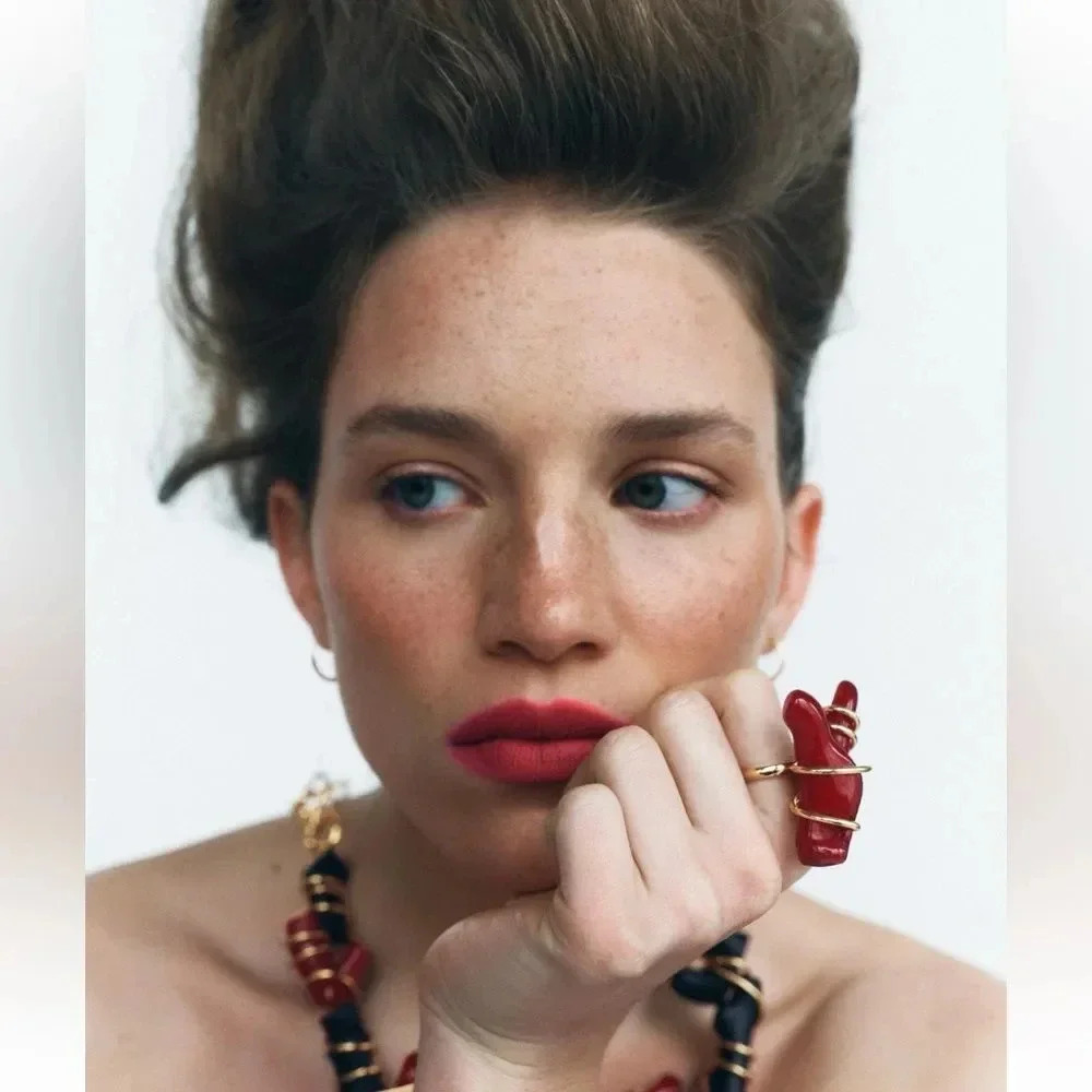 ZARA RED CORAL FINGER RING - Picture 1 of 14